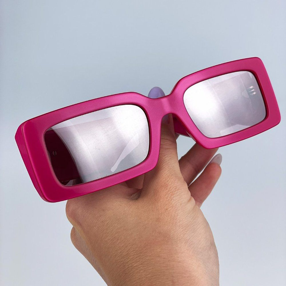 D&G DG4416 33794Z Sunglasses Metallic Pink Mirror Silver Rectangle Unisex - Picture 6 of 13